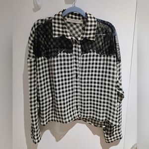 PHILOSOPHY DI LORENZO SERAFINI

Lace-paneled gingham seersucker